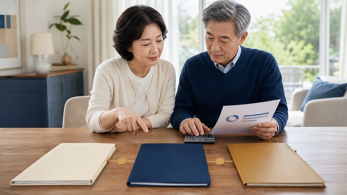 연금계좌 인출 순서와 세금 차이를 세 개의 서류함으로 살펴보는 은퇴 부부